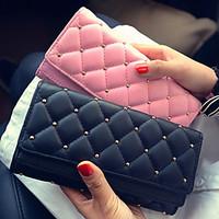 Women PU Tri-fold Clutch / Wallet / Card ID Holder-Pink / Gold / Black