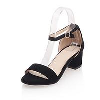 womens summer pu office career casual chunky heel block heel buckle bl ...