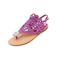 Women\'s Slippers Flip-Flops Summer Light Soles PU Casual Flat Heel Sparkling Glitter