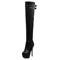 Women\'s Boots Spring / Fall / Winter Platform / Fashion Boots Leatherette Wedding /Casual Stiletto Heel BuckleBlack