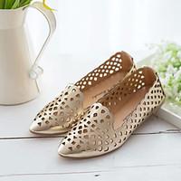 Women\'s Loafers Slip-Ons Comfort PU Spring Summer Casual Comfort Flat Heel White Black Silver Golden Flat