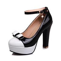 Women\'s Heels Spring Summer Fall Novelty Club Shoes Patent Leather Customized Materials Wedding Dress Casual Chunky Heel BuckleBlack Blue