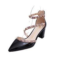 Women\'s Sandals Fall Winter Comfort PU Casual Chunky Heel Block Heel White Black Blushing Pink