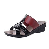 Women\'s Slippers Flip-Flops Sandals Comfort PU Spring Summer Casual Flat Heel Black Red Blue Flat