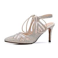 Women\'s Sandals Spring Summer Club Shoes Fleece Wedding Party Evening Dress Stiletto Heel Rhinestone Lace-up
