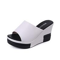 Women\'s Sandals Summer Comfort PU Casual Wedge Heel Split Joint Walking