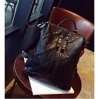 Women Backpack Cowhide All Seasons Casual Black