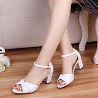 womens sandals summer slingback pu casual chunky heel block heel