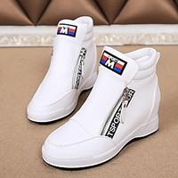 Women\'s Boots Winter Mary Jane PU Casual Wedge Heel Feather