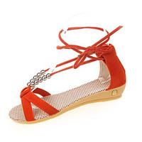 womens sandals summer sandals pu casual flat heel lace up blue orange  ...