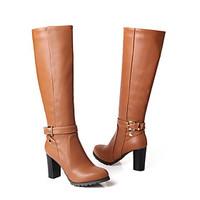 womens shoes chunky heel fashion bootsround toe boots dresscasual blac ...