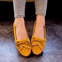 womens shoes tassels bowknot flat heel comfort round toe flats outdoor ...