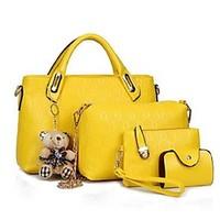 women pu casual bag sets brown fuchsia yellow purple ruby