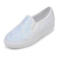 Women\'s Sneakers Spring Summer Fall Glitter Casual Party Evening Wedge Heel Sequin White Black Blushing Pink Walking