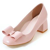 Women\'s Heels Spring Summer Fall Patent Leather Office Career Dress Casual Bowknot Black Purple Red Green Blushing Pink