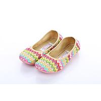 Women\'s Loafers Slip-Ons Embroidered Shoes Fabric Spring Fall Office Career Dress Casual Flat Heel Blushing Pink Brown Flat