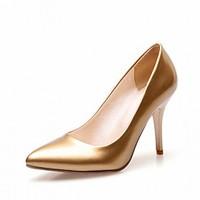 Women\'s Heels Spring Fall Comfort Leatherette Office Career Dress Casual Stiletto Heel Gold Sliver