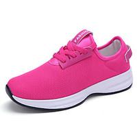 Women\'s Athletic Shoes Spring Fall Comfort Tulle Casual Flat Heel Lace-up Black Red Gray Running