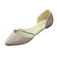 womens flats spring comfort pu outdoor flat heel silver gold