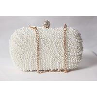 Women Satin Formal / Event/Party / Wedding Evening Bag/Pearl Clutch/Pearl Diamonds Delicate Handbag