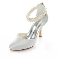 Women\'s Shoes Stretch Satin Stiletto Heel Heels / Round Toe Heels Wedding / Party Evening / Dress Ivory