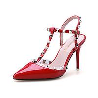 womens heels patent leather summer casual rivet stiletto heel white bl ...