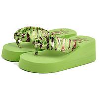 womens shoes pvc flat heel flip flops slippers outdoor yellow green re ...