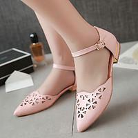 Women\'s Spring Summer Fall Leatherette Outdoor Dress Casual Flat Heel Buckle Pink Purple White