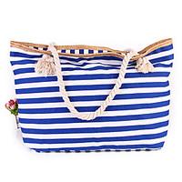 Women Canvas Stripes Casual Outdoor Shopping Zipper Shoulder Bag