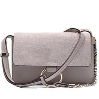 Women PU Casual Ring Dull Polish Metal Accessories Stitching Color Shopping Shoulder Bag