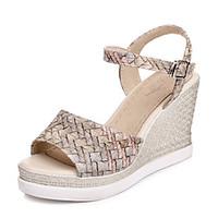 Women\'s Sandals Spring Summer Slingback Creepers Comfort Leatherette Outdoor Dress Casual Wedge Heel Buckle Braided Strap Hollow-out