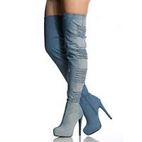 Women\'s Boots Fall Winter Club Shoes Comfort Novelty Fabric Outdoor Party Evening Dress Casual Stiletto Heel Zipper Walking