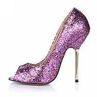 Women\'s Heels Spring Summer Comfort Leatherette Wedding Party Evening Dress Stiletto Heel Sequin Black Blue Purple Silver Gold Orange