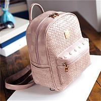 Women Backpack PU All Seasons Casual Outdoor Shopping Zipper Black Gray Brown Blushing Pink