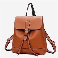 Women Backpack Other Leather Type All Seasons Casual Zipper Brown Black Ruby