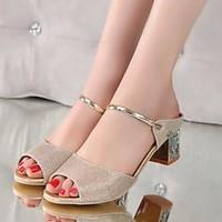 womens shoes leatherette chunky heel heels peep toe sandals office car ...