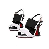 Women\'s Sandals Leather Summer Casual Outdoor Chunky Heel White Red Blue 2in-2 3/4in