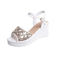 Women\'s Sandals Spring Summer Club Shoes Comfort Sweet All Match Fashion Peep Toe Dress Casual Wedge Heel Rhinestone Buckle