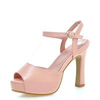 Women\'s Shoes Chunky Heel Heels / Peep Toe / Platform Sandals Wedding / Party Evening / Dress Black / Pink / White