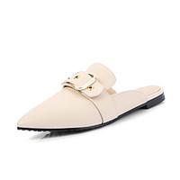 Women\'s Sandals Slingback PU Spring Summer Fall Dress Casual Buckle Flat Heel Black Beige Blushing Pink Flat