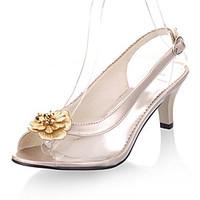 Women\'s Shoes Transparent Cone Heel Peep Toe / Slingback Sandals Wedding / Party Evening / Dress Black / Silver / Gold