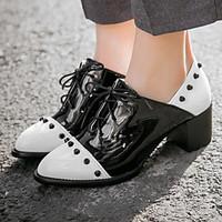 womens shoes patent leatherchunky heelround toecap toe heelsoxfords of ...