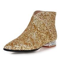 Women\'s Shoes Glitter Fashion Boots / Pointed Toe Boots Party Evening / Dress / Casual Chunky Heel Rose Gold
