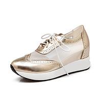 Women\'s Sneakers Spring Summer Fall Platform Leatherette Outdoor Casual Platform Lace-up Blue Pink Silver Gold Walking