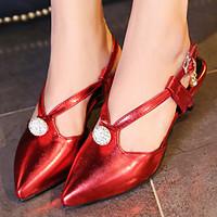 Women\'s Shoes Kitten Heel Heels/Sling back/Pointed Toe Heels Office Career/Party Evening/Dress Green/Pink/Red /