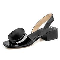 Women\'s Sandals Spring Summer Couple Shoes Leatherette Dress Chunky Heel Block Heel Hollow-out White Black