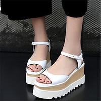 womens sandals summer mary jane pu casual wedge heel