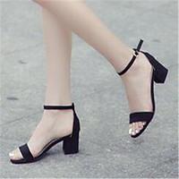 womens sandals summer slingback pu casual chunky heel block heel