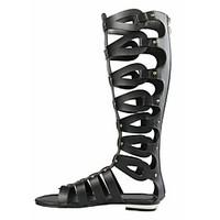 womens spring summer fall gladiator leatherette party evening flat hee ...