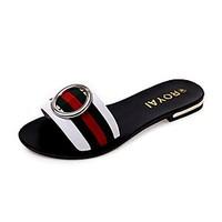 Women\'s Sandals Comfort Slingback Moccasin Leatherette Fabric Summer Fall Outdoor Dress Casual Walking Buckle Split Joint Low HeelWhite